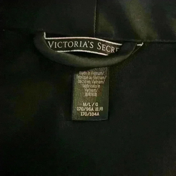 Victoria’s Secret Med Lg Satin/Lace Short Robe Tie Front Kimono Black Sexy - Picture 10 of 15